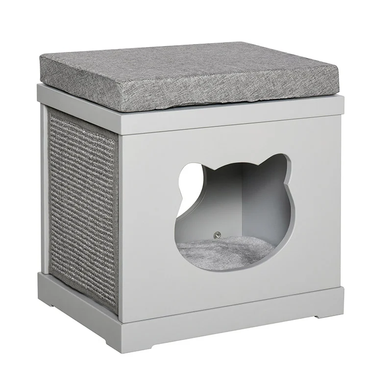 Ξύλινο Σπίτι Γάτας 41 x 30 x 36 cm Χρώματος Γκρι PawHut D30-334GY Ξύλινο Σπίτι Γάτας 41 x 30 x 36 cm Χρώματος Γκρι PawHut D30-334GY