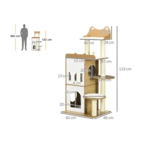 Ξύλινο Δέντρο Γάτας - Ονυχοδρόμιο 60 x 48 x 133 cm PawHut D30-623V00AK - Image 5