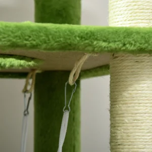 PawHut Ξυστός για γάτες με αιώρα, μπάλα και σιζάλ, 49x49x142 cm, πράσινο D30-735V00GN - Image 7