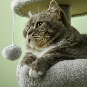 PawHut Ξυστός για γάτες σε μοριοσανίδα με κοντάρι Sisal, Σπίτι και Πέρκες, 65x30x104 cm, Ανοιχτό Γκρι D30-749V00LG - Image 6