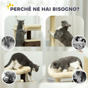 PawHut  Δέντρο ξυσίματος για γάτες με 2 σπιτάκια, κρεβατάκι, πλατφόρμες άλματος και μπαλίτσα, από ξύλο, 55x48x107 εκ.  D30-829V00DR - Image 7