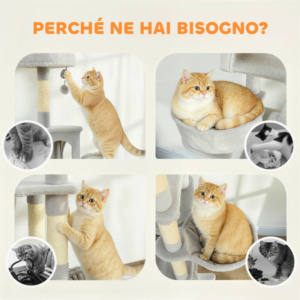 PawHut Δέντρο Γρατσουνίσματος για Γάτες με Σκάλα, 2 Αιώρες, 3 Θέσεις, 2 Κουτιά και 3 Πλατφόρμες, 48x48x192 εκ., Γκρι και Κρέμα D30-907V00LG - Image 7