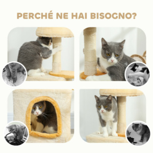 PawHut Δέντρο Αναρρίχησης Γατών με Πλατφόρμα και Σπιτάκι, από Ξύλο, Πλεχού και Σιζάλ, 40x30x72 εκ., Μπεζ και Κίτρινο D30-908V00BG - Image 6