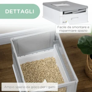 PawHut 2 Door PP Κλειστό κουτί απορριμμάτων γατών με σέσουλα και αφαιρούμενο δίσκο, 47,5x35,5x36,7 cm D31-061V00GY - Image 5