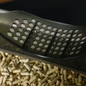 PawHut Κλειστό κουτί απορριμάτων γατών με αφαιρούμενο δίσκο, περιλαμβάνεται ψάθα και δοχείο συλλογής σκόνης, 47x45x42 cm, γκρι D31-077V00GY - Image 6