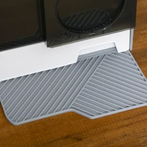 PawHut Κλειστό κουτί απορριμάτων γατών με αφαιρούμενο δίσκο, περιλαμβάνεται ψάθα και δοχείο συλλογής σκόνης, 47x45x42 cm, γκρι D31-077V00GY - Image 7