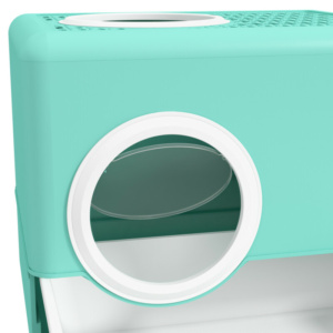 PawHut Λεκάνη απορριμμάτων για γάτες με καπάκι και σέσουλα, διπλή είσοδο και αφαιρούμενο δίσκο, 52x41x38.5 cm, πράσινο D31-084V00GN - Image 7
