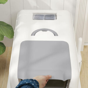 PawHut Κλειστή Άμμος Γάτας με Ατσάλινο Δίσκο, Φτυαράκι και Φιλτράρισμα, PP, 40.5x60.5x41.5 cm, Λευκό και Ασημί D31-103V00WT - Image 8