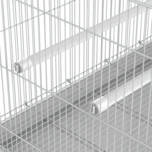 PawHut Μεταλλικό Κλουβί Πουλιών με Πέρκες, Μπολ για Φαγητό και Λαβή, 60x41x41cm - Λευκό D51-025 - Image 7