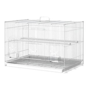 PawHut Μεταλλικό Κλουβί Πουλιών με Πέρκες, Μπολ για Φαγητό και Λαβή, 60x41x41cm - Λευκό D51-025 - Image 8