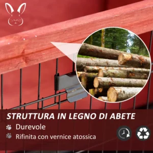 Ξύλινο Κλουβί Κουνελιών με 2 Ορόφους 136.4 x 50 x 93 cm PawHut D51-087 - Image 6