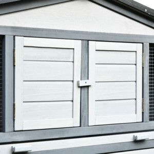 PawHut Υπαίθριο Ξύλινο Κλουβί Κουνελιών για 2-3 Κουνέλια ή Τρωκτικά Λευκό D51-093GY - Image 7