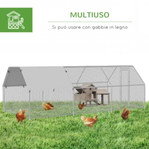 Μεταλλική πόρτα Pawhut Cage Chicken Run με κλειδαριά και κάλυμμα Oxford D51-117 - Image 3