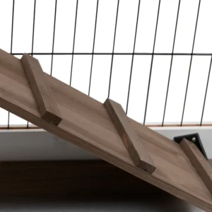 PawHut Ξύλινη Καλύβα με Ρόδες, Αφαιρούμενους Δίσκους και Σπίτι, 110x50x86cm, Καφέ και Λευκό D51-125BN - Image 6