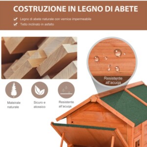 PawHut Προκατασκευασμένο ξύλινο κοτέτσι με φωλιά για εκκόλαψη και μικρό σπίτι με αφαιρούμενο δίσκο D51-143 - Image 5