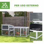 PawHut  Κοτέτσι για Κότες με Σπιτάκι, Φωλιά για Επώαση και Εξωτερικό Χώρο, 214x101x91.5cm, Γκρι  D51-452V00GY - Image 5