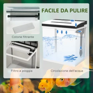 PawHut Ενυδρείο 28L με LED, 38x26x38cm D61-004V91WT - Image 5