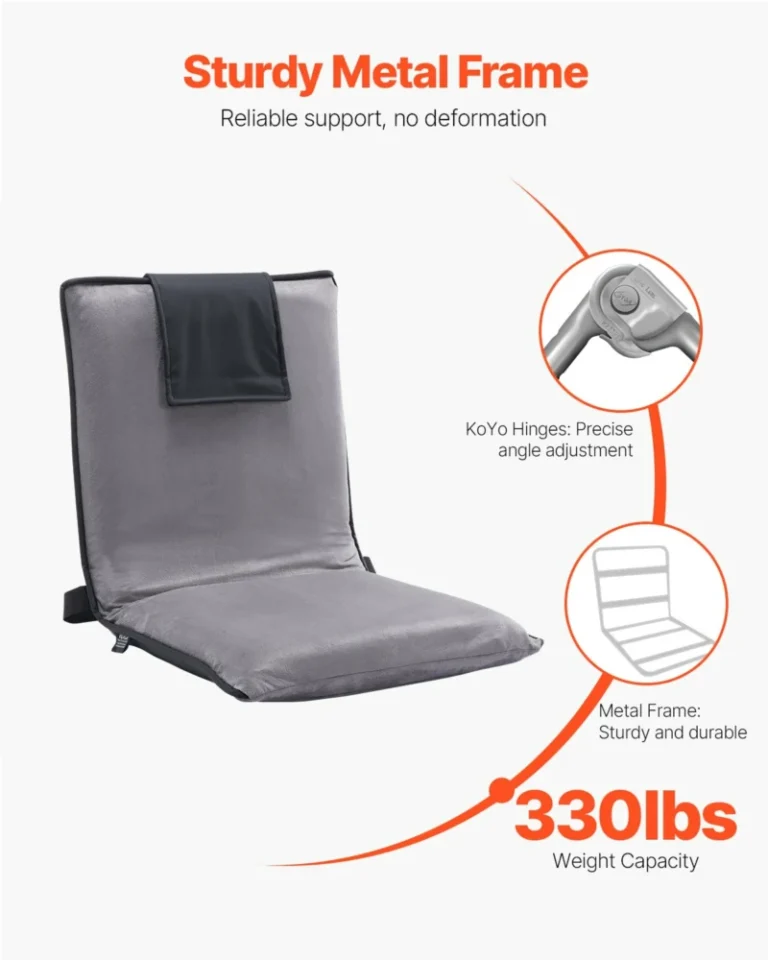 Πτυσσόμενη Πολυθρόνα Δαπέδου με Στήριξη Πλάτης και 6 Θέσεις Ρύθμισης 46,5 x 53 x 52 cm Γκρι DBYQBKWFS000DD52CV0 Vevor - Image 3