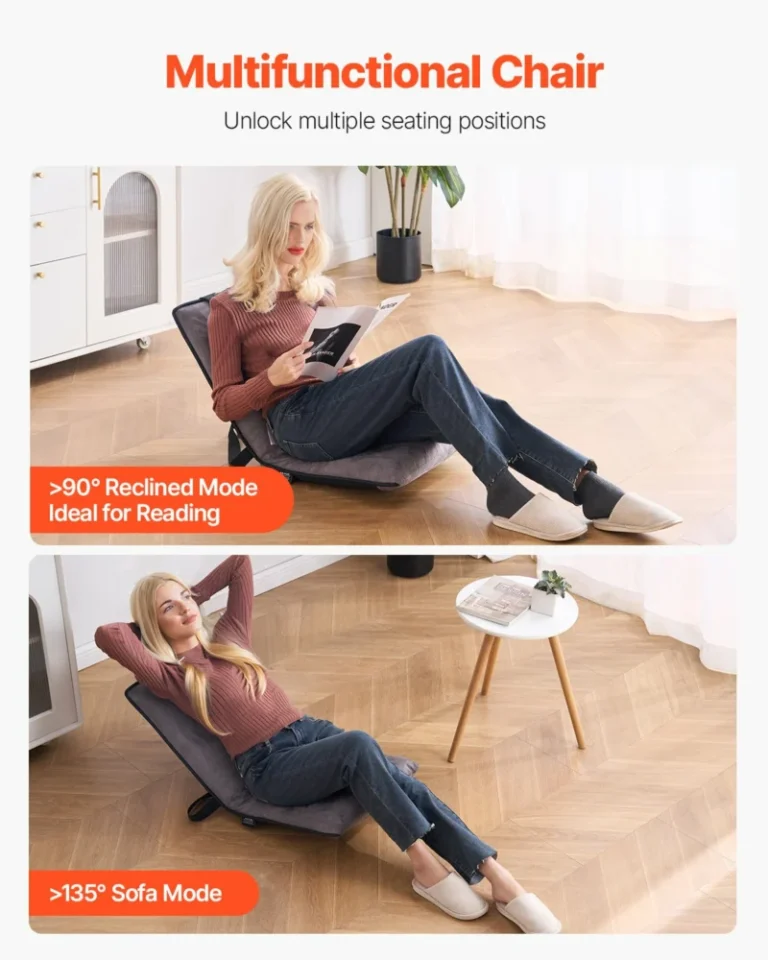 Πτυσσόμενη Πολυθρόνα Δαπέδου με Στήριξη Πλάτης και 6 Θέσεις Ρύθμισης 46,5 x 53 x 52 cm Γκρι DBYQBKWFS000DD52CV0 Vevor - Image 5