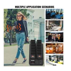 Ασύρματο Σύστημα Ειδοποίησης Έτοιμης Παραγγελίας Πελατών για Εστιατόρια με 998 Κανάλια και 20 Συσκευές VEVOR DCPQCQDRCPFX0K4QAV2 - Image 6