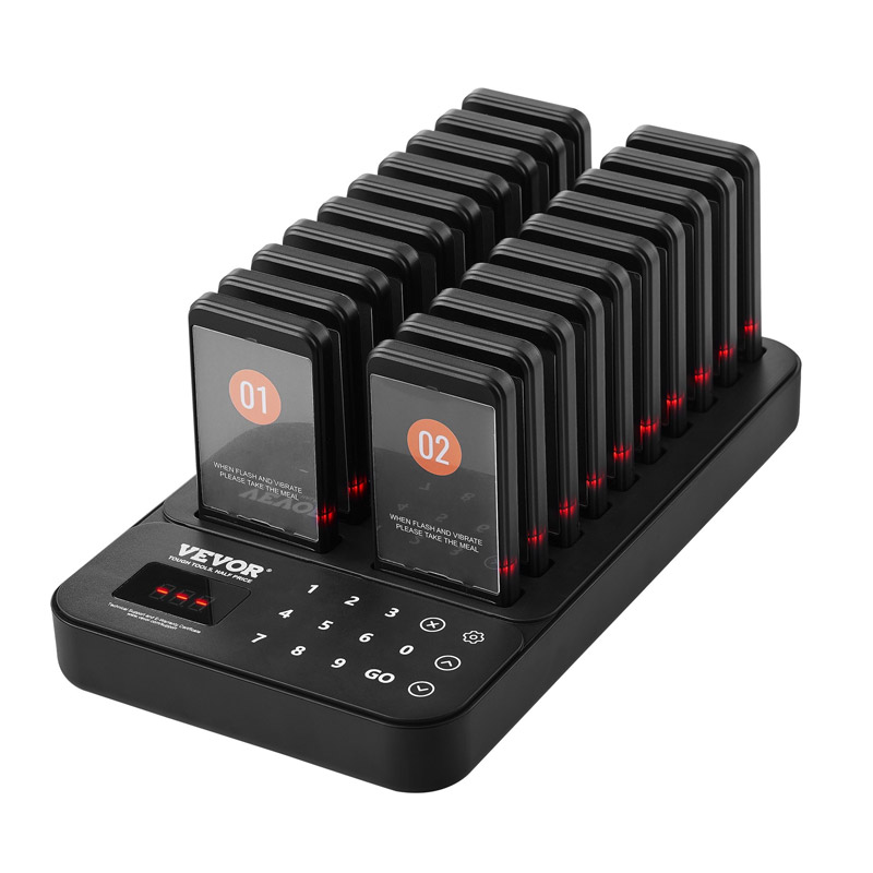 Ασύρματο Σύστημα Ειδοποίησης Έτοιμης Παραγγελίας Πελατών για Εστιατόρια με 998 Κανάλια και 20 Συσκευές VEVOR DCPQCQDRCPFX0K4QAV2
