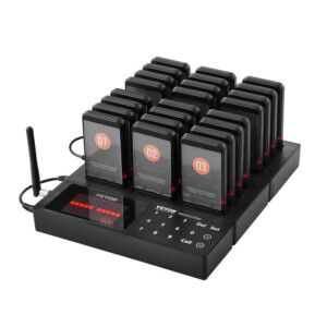 Ασύρματο Σύστημα Ειδοποίησης Έτοιμης Παραγγελίας Πελατών για Εστιατόρια με 998 Κανάλια και 24 Συσκευές VEVOR DCPQCQDRCPFXR4K62V2