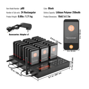 Ασύρματο Σύστημα Ειδοποίησης Έτοιμης Παραγγελίας Πελατών για Εστιατόρια με 998 Κανάλια και 24 Συσκευές VEVOR DCPQCQDRCPFXR4K62V2 - Image 7