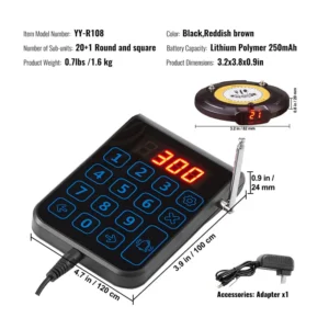 Ασύρματο Σύστημα Ειδοποίησης Έτοιμης Παραγγελίας Πελατών για Εστιατόρια με 999 Κανάλια και 20 Συσκευές VEVOR DCPQCQDRCPYXD4Z5MV2 - Image 7