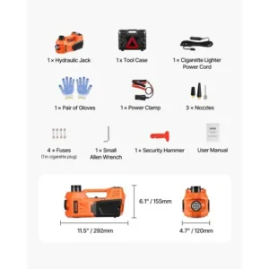 VEVOR Ρυθμιζόμενος Ηλεκτρικός Γρύλος Αυτοκινήτου 5 Τόνων / 11000 lbs με Κιτ και Σφυρί Ασφαλείας DDYYQJDTJJTD54OTNV9 - Image 6