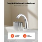 VEVOR Καταρρακτώδης Μπαταρία Μπανιέρας 3 Οπών με Ψηλή Καμπύλη & Θερμοκρασιακό Έλεγχο, Ασημένια DFPTKBDHS2GSAURPW002V0 - Image 3