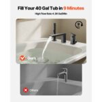 VEVOR Ρωμαϊκή Μπαταρία Μπανιέρας 3 Οπών σε Μαύρο Ματ με Ντουζιέρα DFPTKDHS1GSB44J8J002V0 - Image 2