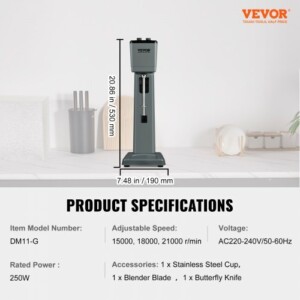 Μηχανή Παρασκευής Μιλκσέικ VEVOR 375W Ανοξείδωτη Blender Ποτών  DTNXJHABS375WK7HDV2 - Image 6