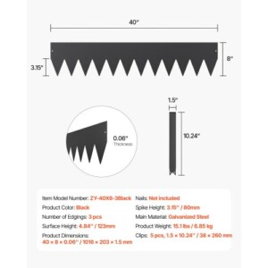 VEVOR Σετ 3 Μεταλλικών Διαχωριστικών Κατά Μήκος 40x8εκ Ανθεκτικά στη Σκουριά DXGJSPZ3PCS4JUPE7V0 - Image 6