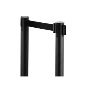 Σετ Διαχωριστικά Κολωνάκια από Ανοξείδωτο Ατσάλι με Ιμάντα 2 m Χρώματος Μαύρο 2 τμχ HOMCOM E11-001BK - Image 2