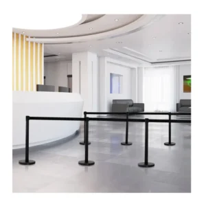 Σετ Διαχωριστικά Κολωνάκια από Ανοξείδωτο Ατσάλι με Ιμάντα 2 m Χρώματος Μαύρο 2 τμχ HOMCOM E11-001BK - Image 4