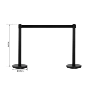 Σετ Διαχωριστικά Κολωνάκια από Ανοξείδωτο Ατσάλι με Ιμάντα 2 m Χρώματος Μαύρο 2 τμχ HOMCOM E11-001BK - Image 5