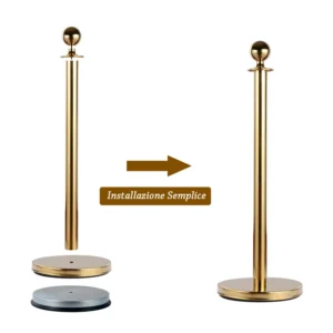 Σετ Διαχωριστικά Κολωνάκια από Ανοξείδωτο Ατσάλι με Σχοινί 1.5 m Χρώματος Χρυσό 2 τμχ HOMCOM E11-002GD - Image 2