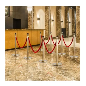 Σετ Διαχωριστικά Κολωνάκια από Ανοξείδωτο Ατσάλι με Σχοινί 1.5 m Χρώματος Χρυσό 2 τμχ HOMCOM E11-002GD - Image 6