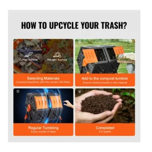 Κάδος Ταχείας Κομποστοποίησης με 2 Θαλάμους 140 Lt 785 x 605 x 795 mm VEVOR FGDFJ37JL000EYX7CV0 - Image 6