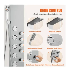 Στήλη Nτους - Υδρομασάζ Τοίχου 134.5 cm με Τηλέφωνο 4 σε 1 VEVOR FTYS4CS2MSDPNYC1QV0 - Image 4