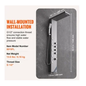 Στήλη Nτους - Υδρομασάζ Τοίχου 134.5 cm με Τηλέφωνο 4 σε 1 VEVOR FTYS4CS2MSDPNYC1QV0 - Image 8