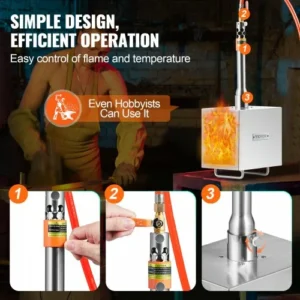 VEVOR  Φορητός Προπάνιος Φούρνος 1 Καυστήρα Σιδηρουργίας 2600°C Μαχαίρι Μετάλλου Τετράγωνος FXDZL1GSYFGGL8TBVV0 - Image 4