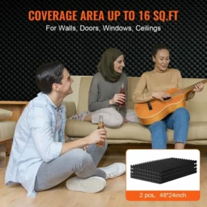 VEVOR  Ακουστικά Πάνελ Αφρού 2τμχ 48x24x2 εκ για Στούντιο Τοίχο & Οροφή FZZSPMBHSL481YC0DV0 - Image 4