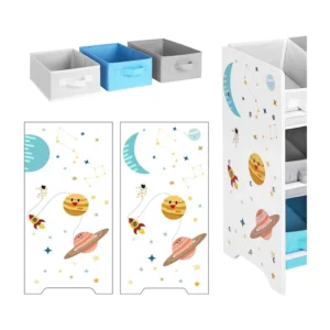 Ξύλινη Παιδική Ραφιέρα με 9 Κουτιά Αποθήκευσης 62.5 x 60 x 29.5 cm Songmics GKR33WT - Image 2