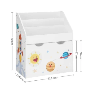 Ξύλινη Παιδική Βιβλιοθήκη 62.5 x 29.5 x 70 cm Songmics GKR41WT - Image 6