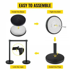 Σετ 4 Κομματιών Στύλων Ελέγχου Πλήθους VEVOR με Μαύρη Ζώνη 2μ  GLZHSHDJTZGT4HKJUV0 - Image 5