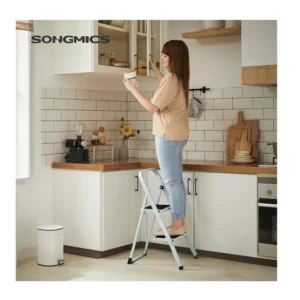 Πτυσσόμενη Σκάλα από Ατσάλι 2 Σκαλιών Songmics GSL12WT - Image 3