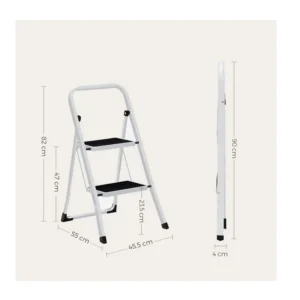 Πτυσσόμενη Σκάλα από Ατσάλι 2 Σκαλιών Songmics GSL12WT - Image 5