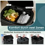 Costway Αυτόματος Κάδος Απορριμμάτων με Αισθητήρα & Δύο Ζώνες 68L, Μαύρος GY10031DK - Image 3