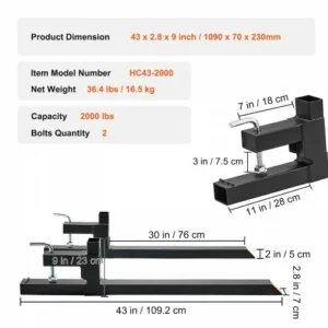 VEVOR Πιρούνια Παλέτας, 2000 lbs, 43" για Τρακτέρ & Φορτωτές  HCF43INCH20005JCOV0 - Image 6